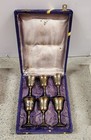 Vintage Set Of 6 Solid Brass Goblets