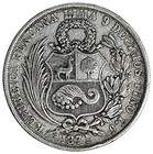 1871 Yj Peru Un 1 Sol  900 Silver Coin 