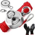 2000 Lbs Strong Fishing Magnet Kit Double-sided Pull Force And Rope Carabiner Us