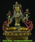 8 tibet Buddhism Bronze Gilt Painting White Tara Kwan-yin Goddess Buddha Statue