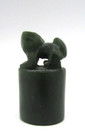 Vintage Chinese Carved Dark Green Jade Pixiu Seal Stamp On Figurine  1 5  Or1