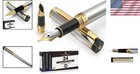 Elegant Metallic Silver Fountain Pen With 24 Ink Cartridges - Fine   Medium Nibs
