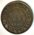 1882 H Bronze Canadian Large Cent One Cent Coin Very Fine 1c Vf