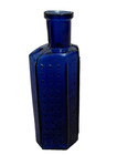 Antique Blue Glass Apothecary Bottle Lewis   Towers Patent Poison Coffin