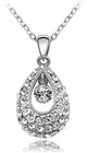 New Austrian Crystal Rhinestone Waterdrop Necklace Earring Set Silver-tone