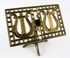 Vintage Mini Miniature Brass Lyre Music Sheet Display Stand 5 1 4  H X 5 7 8  W 