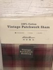 New Eddie Bauer One Standard Pillow Sham Red Vintage Patchwork Plaid 100  Cotton