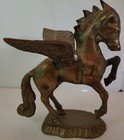 Vintage Solid Brass Pegasus Figurine Winged Flying Horse Mythical Old Patina