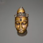 African King Benin Bronze Head Bust Statue - H16 Inch Wide9x9 -nigeria