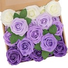 Artificial Flowers real Touch Fake Flowers Rose With Stems 25pcs Series Purple