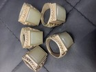 5pcs Wonderful Tibetan Silver Inlay White Jade Hand Made Rings