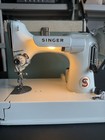Singer 1964 White Featherweight 221k Sewing Machine W  Case  Working 
