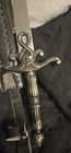 Damascus Steel Medieval Knight Sword With Decorative Hilt And Leather Sheath