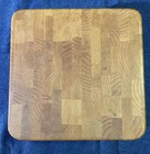 Vtg Rustic Farmhouse Footed Wooden Butcher R Block Cutting Board 11 25    Sq Euc