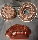 3 Vintage Copper Jello Molds  Bumpy Circle  Ring  Fruit Basket