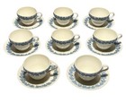 8 Wedgwood Embossed Queensware Shell Edge Lavender On Cream Cups   Saucers