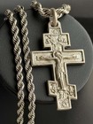 Vintage Necklace Cross Jesus Silver 925 Pendant Jewelry Amulet Chain Women Mens