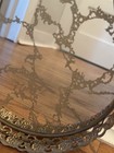 Vtg 9 75    Mcm Oval Hollywood Regency Mirror Tray Brass Filagree Perfume Vanity