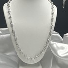 Silver Tone Link Jewelry Set Necklace Earrings Modern Fashion Design