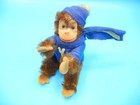 Vintage Mohair Mini 4  Steiff  Jocko  Jointed Chimp Monkey Blue Sweatshirt   Hat