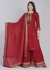 Women Rayon Kurti Palazzo Dupatta Set Embroidery Ethnic Suit Party Wear M-3xl