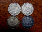 Canada Genuine Four Different  5 Cent Silver Coins  16 R2