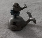 Vintage Hudson Pewter Figure Statue Whale Figurine With Baby  On Spout Usa