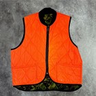 Vintage Reversible Quilted Vest With Green Camo Shell   Orange Lining