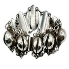 Vintage Heavy Sterling Silver Coffee Bean Link Bracelet 1930s Mexico 8    104g