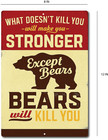 Funny Bear Warning Tin Sign Rustic Metal Wall Decor For Cabin  Camp  Man Cave