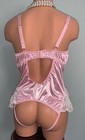 New Glossy 2nd Skin Satin Teddy Bodysuit 3x Frilly Lacy Girly Open Bum