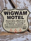 Vintage Wigwam Motel Porcelain Sign Old Route 66 Arizona Teepee Hotel Gas Stop