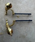 Vtg Brass   Cast Iron Fireplace Andirons Firedogs 22 25 t X 18  Colonial Style