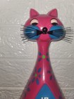 Super Rare Late 1960s Spartus Here Kitty Kitty Kitty Pink Flower Power Cat Clock