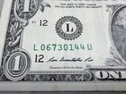 2013  1 One Dollar Bill Error Over Ink 7 - Serial Number Inking Misprint Note