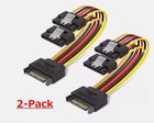 2pcs Sata Power 15 Pin Splitter Cable Adapter Male To Female Ssd Hdd Hard Drive