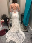 Ivory Lace Beaded V-neck Mermaid Train Dress