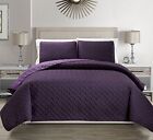 Embossed Reversible Bedspread quilt Set King Purple
