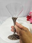 Grey Goose Vodka Martini Glass Metal Pewter Vine Leaf Stem- Read- A5