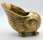 Vintage Heavy Brass Nautilus Shell Planter   Cachepot - Mcm  Made In Korea