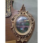 Vintage Luxembourg Souvenir Wood Wall Plaque Thermometer Dual Photo Frames Gold