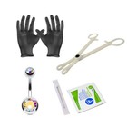 Body Piercing Kit Belly Ring 14 Gauge Clamps  Needles  Gloves And Jewelry