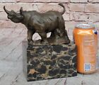 Signed Original Milo Rhino Bookend Bronze Marble Sculpture Statue Figurine Decor