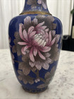 Large Vintage Chinese Cloisonne Floral Vase Pair 12    Tall Cherry Blossom