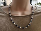 Handmade Necklace Of Metallic Blue  Clear  White  And Silver Czech Glass Beads