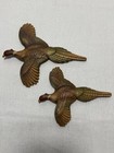 Vintage Pair Molded Resin Wood Composite Flying Pheasant Wall Plaques Game Birds
