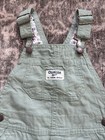 Floral Lined Lightweight Canvas Overalls 18 Months Oshkosh B gosh Green