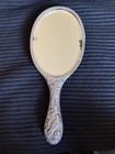 Antique Victorian Repouss   Hallmarked Sterling Silver Vanity Mirror