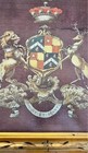 Pair Framed Heraldic Coat Of Arms Crests W  Motto    droit Et Avant    Burgundy