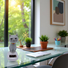 Gray Solar Powered Dancing Cat Doll Figure - Swinging Solar Toy  Cat Figurine St